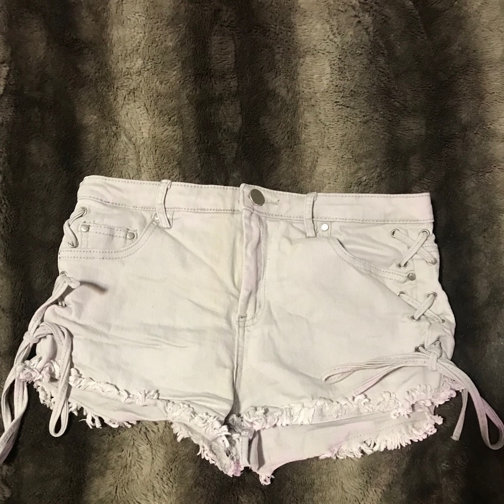 Grey Corset Denim Shorts